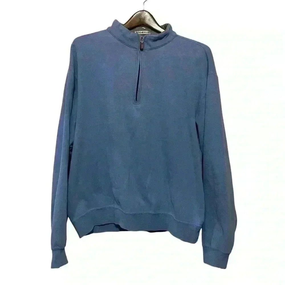 PETER MILLAR  1/4 Zip Long Sleeve Blue Pullover Men's Size Large